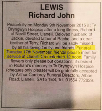 Obituary Ritchie Lewis