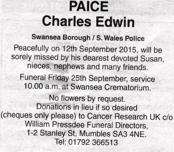 Obituary Charles Paice