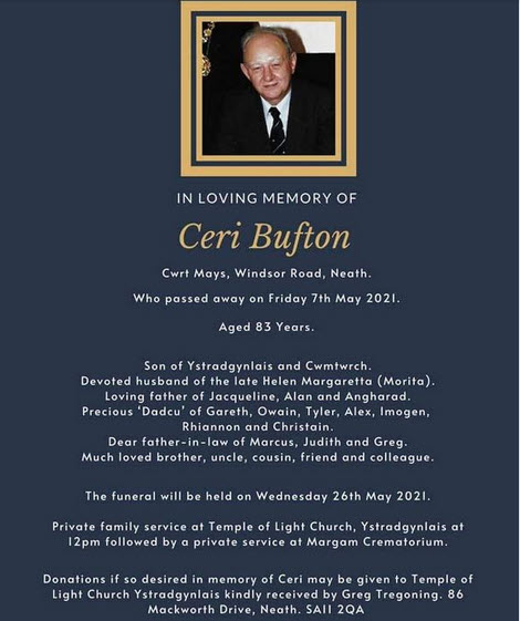 Obituary Ceri Bufton