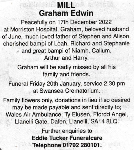 Obituary Graham Mill