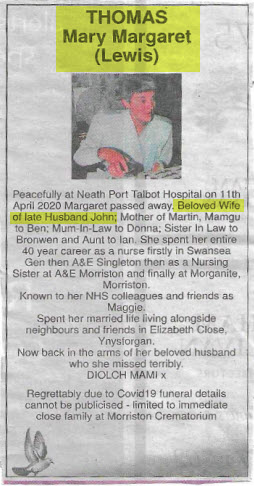 Obituary Margaret Thomas